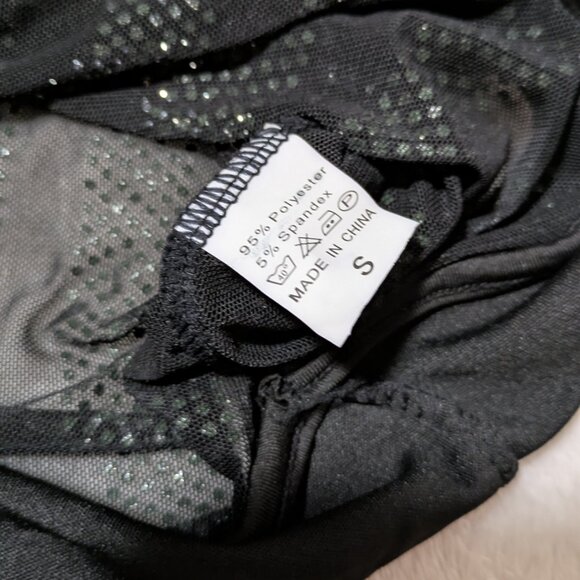 Rhinestone Lines See-through Bodysuit / Lingerie - Picture 3 of 3